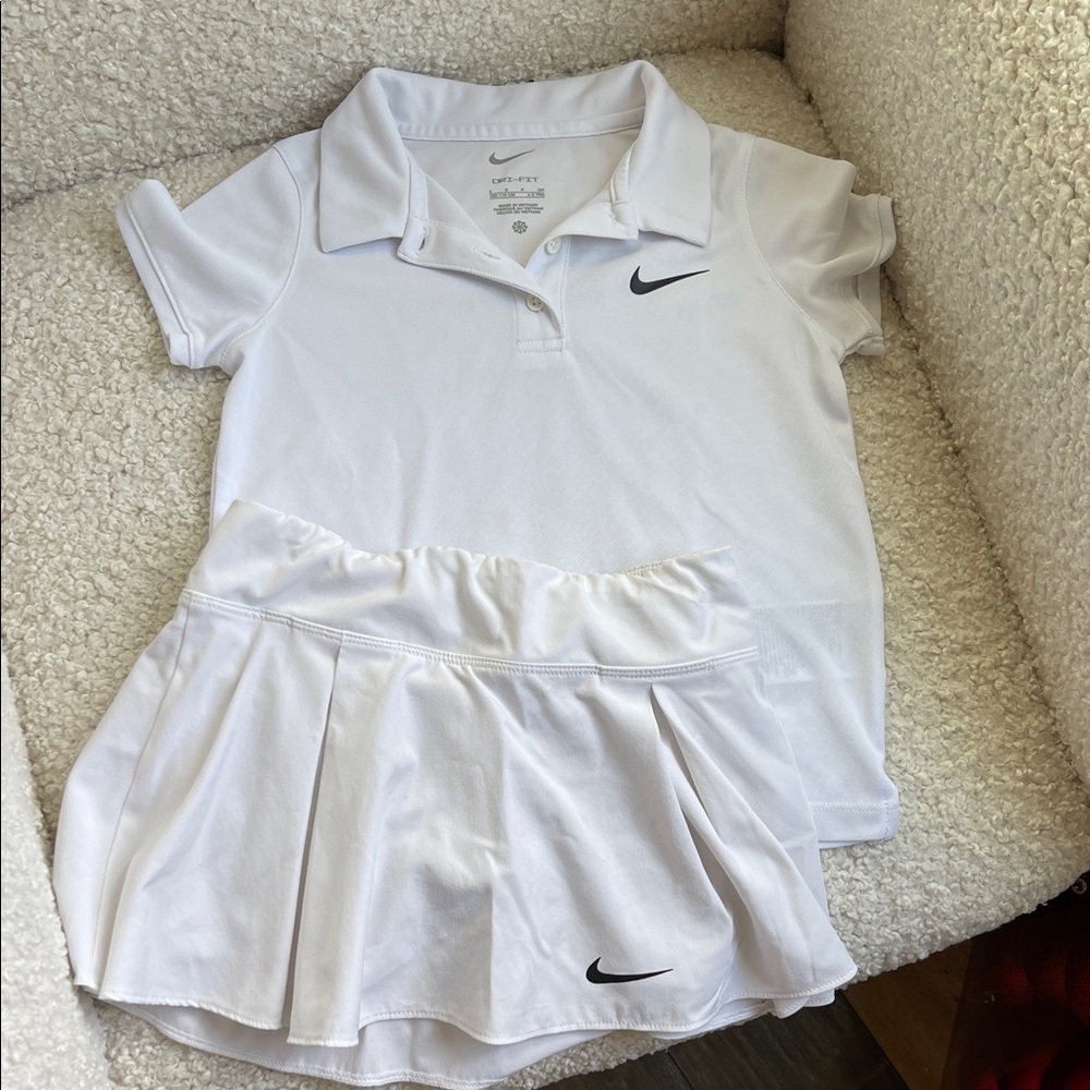 Nike Kids White Polo and Skirt Set